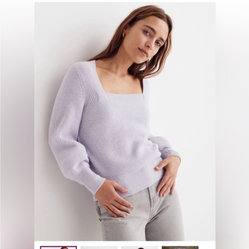 NWT Madewell Sweater Melwood Square-Neck Pullover in Lavender